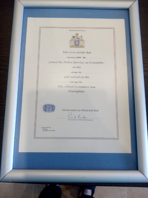 Retirement certificate