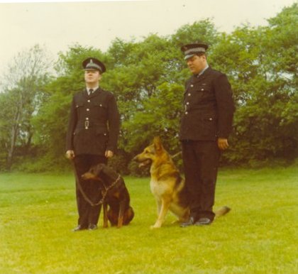 Bradford Dog Section
Pc Wilson and PC Davis,
Bradford City Police.
Submitted by Alan Pickles 
Keywords: Bradford Dog Dogs
