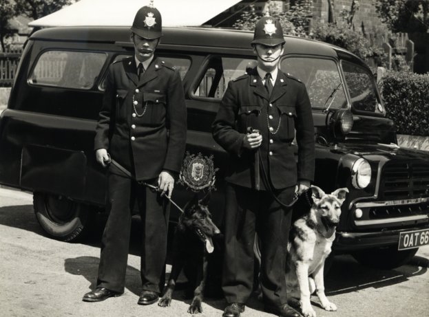 Hull Dog Handler - PC Len Coupland 
First Dog Handler in Hull City Police c.1951 
Submitted by - Tony Steventon
Keywords: Hull Yorkshire Bedford Humberside vehicles dogs