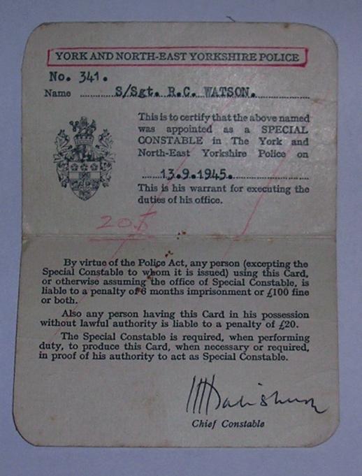 Special Constables Warrant Card
