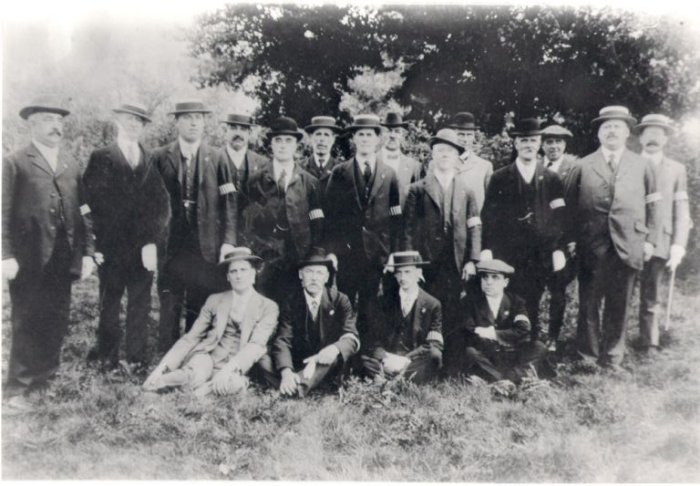 Group of WWI Special Constables from Benfleet, Essex
They can be seen wearing lapel badges and armbands. Photograph compliments of the Essex Police Museum
Keywords: Essex Special Constabulary SC WWI Benfleet Group