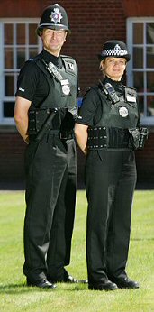 New Uniform August 2007
From 20 August 2007 the traditional white shirts and black clip-on ties are replaced with black shirts for officers and blue shirts for PCSOs.

The short sleeved zip up shirts are made in lightweight breathable material, which is easy to launder and needs no ironing.

The shirts will only be worn under body armour by officers and police staff when they are on front line operational duties. At other times they will continue to wear the classic white shirt and black tie.

Keywords: Northamptonshire