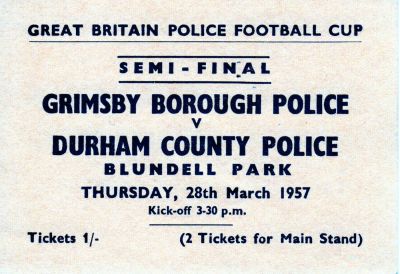 Great Britain Police Football Cup Ticket Grimsby v Durham County 1957
Police Cup Semi-Final Tcket at Blundell Park
Keywords: Grimsby Durham County