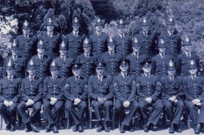 Initial Training Course, Pannal Ash, May 1959
Alan Pickles class at No.3 PTC

The officer 3 from left middle is PC Barry Shaw, West Riding, he was the 10,000th recruit to attend Pannal Ash.

Photograph submitted by Alan Pickles
Keywords: Pannal Training Shaw Pickles