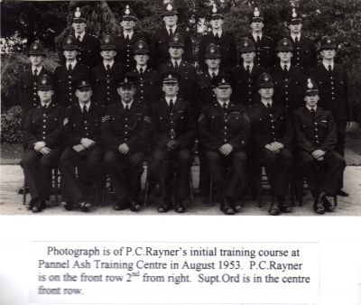 Pannel Ash August 1953
PC Rayner Front row 2nd from right. Supt Ord Center front row

Photograph submitted by Len Rayner
Keywords: PannelAsh Rayner Grimsby