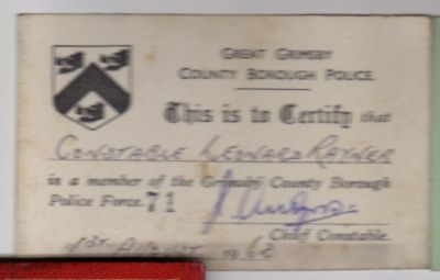 Warrant Card - August 1962
Submitted by Len Rayner
Keywords: Warrant Grimsby