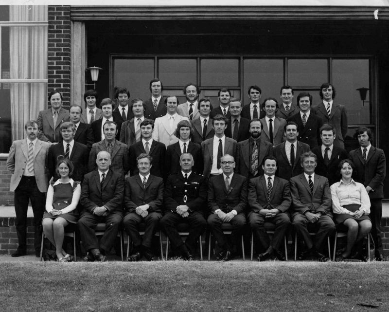 Initial CID Course, Birmingham City Police Training School, Tally Ho! June 1973
Submitted by: DC153 J.M. Agar (Leeds City Police), who is second row, second on right.
