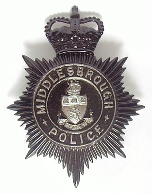 Helmet plate from Middlesbrough Police
Keywords: Middlesbrough Cleveland
