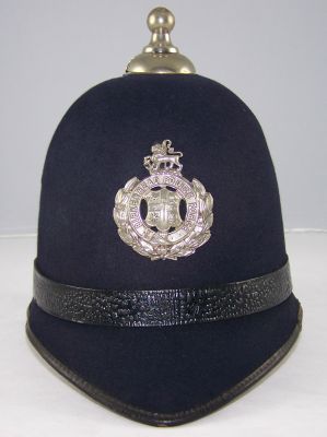 Birkenhead Police Helmet
Birkenhead Police helmet; believed pre 1936; white metal badge and ball top
Keywords: Birkenhead helmet