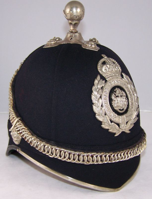 Bristol Constabulary Senior Officers Ceremonial Helmet
Bristol Constabulary Senior Officers (Chief Constables?) ceremonial helmet, high quality white metal fittings, rare helmet plate with wreath surround instead of the usual star pattern.
Keywords: bristol helmet