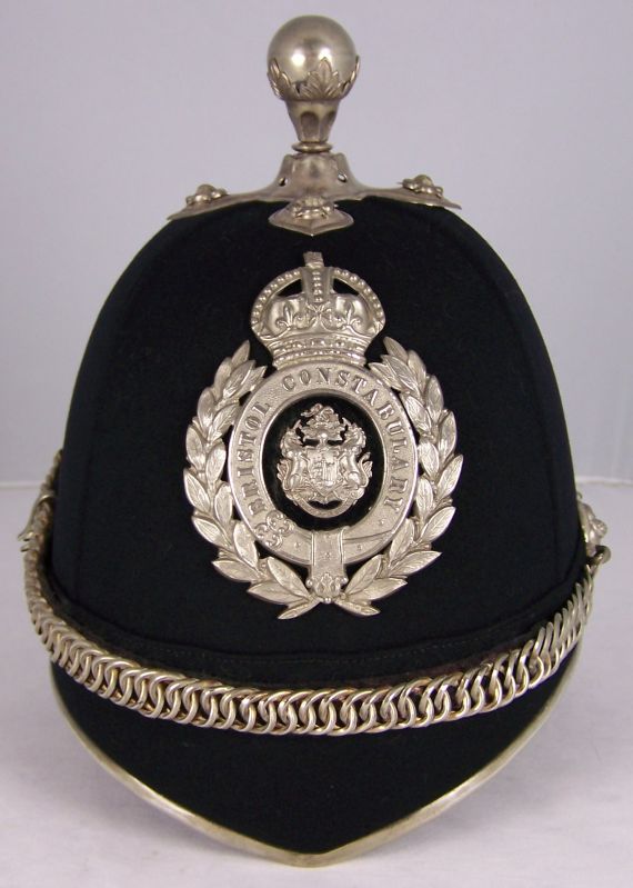 Bristol Constabulary Senior Officers Ceremonial Helmet
Bristol Constabulary Senior Officers (Chief Constables?) ceremonial helmet, high quality white metal fittings, rare helmet plate with wreath surround instead of the usual star pattern.
Keywords: bristol helmet