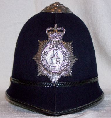 Bristol Constabulary Helmet, 1960's
Bristol Constabulary Helmet, chrome fittings, 1960's
Keywords: Bristol helmet Headwear