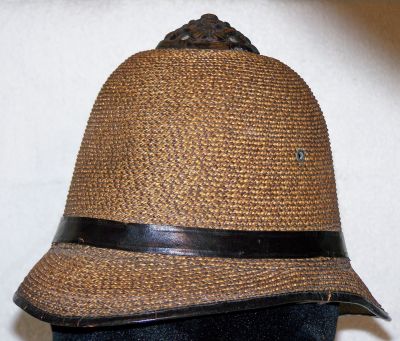 Kilmarnock Burgh Straw Helmet, 1920/30's
Kilmarnock Burgh Straw Helmet, 1920/30's, worn during the summer months, note no helmet plate worn with this helmet
Keywords: Headwear