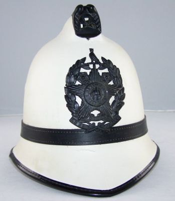 Leeds City Traffic helmet
Leeds City Traffic helmet, white with black helmet plate and topmount, worn when directing traffic, 1960's
Keywords: leeds white helmet