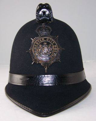 Manchester City Night Helmet; 1950's
Manchester City Night Helmet; dating from 1950's, fibre construction with no side vents.
Keywords: Manchester Helmet