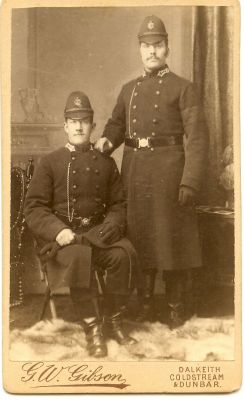 Midlothian Constabulary Police Constables, circa 1901
Midlothian Constabulary Police Constables, circa 1901. Due to the officers wearing mourning armbands they could have been part of the force detail who attended the funeral of Queen Victoria on the 2nd February 1901
Keywords: Midlothian cdv