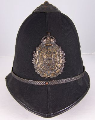 Sheffield City Police Helmet
Sheffield City Police helmet; early 20th Century; six panel cloth covered cork helmet; blackened helmet fittings
Keywords: Sheffield helmet