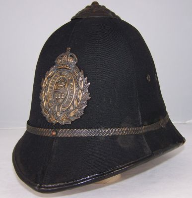 Sheffield City Police Helmet
Sheffield City Police helmet; early 20th Century; six panel cloth covered cork helmet; blackened helmet fittings
Keywords: Sheffield helmet
