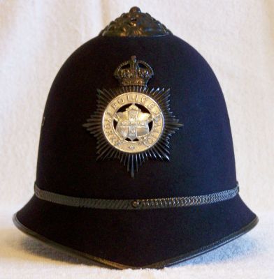 York City Night Helmet 1930's / 40's
York City Night Helmet 1930's / 40's, one piece helmet with black rosetop, thin metal centre band and KC two piece helmet plate. Also used when providing mutual aid to other forces.
Keywords: york helmet Headwear