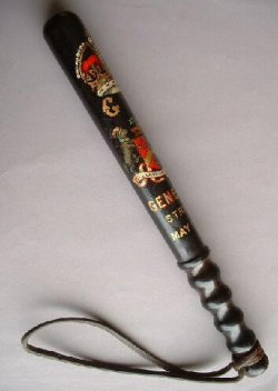 Truncheon
Transfer  decorated  with the arms of  the City of Bradford underneath the motto LABOR OMNIA VINCIT 
(work conquers all).
15.2" long.
Keywords: Truncheon Bradford