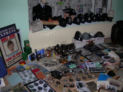 Various Police items
A small part of my collection, in background a large original serial killer e-fit photo of Bible John the infamous Scottish serial Killer who was never caught. 

