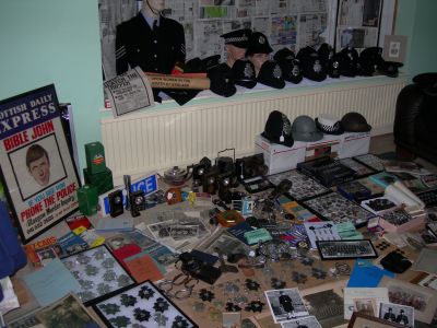 Various Police items
A small part of my collection, in background a large original serial killer e-fit photo of Bible John the infamous Scottish serial Killer who was never caught. 
