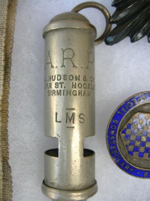 WW11 ARP whistle
This is scarce as it has LMS (London Midland Scottish Railway) stamped onto its barrel
Keywords: London Midland Scottish Whistle ARP