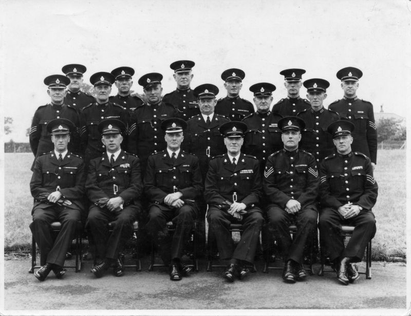ADMIRALTY CONSTABULARY, Circa 1957
Photo signed on the back by everyone.
Named as: Inspectors and Sergeants refresher course #24, Risley, 17 June - 26 July 1957
