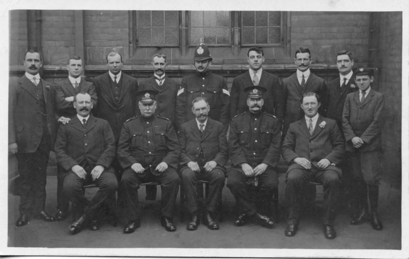 BIRMINGHAM CITY POLICE GROUP
No information on this but I believe both Inspectors seated in the front are wearing the ribbon for the Kings Police medal.

