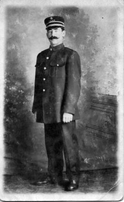 BRITISH COLUMBIA POLICE OFFICER
Could be Burnaby Police, as that is where the photo was taken.  No date but I suspect around the turn of 19/20th centuries.
