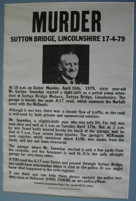 LINCOLNSHIRE POLICE, MURDER POSTER, SUTTON BRIDGE 1979
Keywords: Lincolnshire