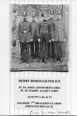 DERBY BOROUGH POLICE, Circa 1885
Many thanks to Mike Baker for not only identifying the force but also being able to name some of the officers.
