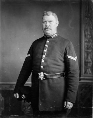 KENT CONSTABULARY, STEPHEN STUPPLE
THIS IS BELIEVED TO BE A PHOTO OF STEPHEN STUPPLE WHO JOINED IN 1885 AND RETIRED 13/JULY/1910.
HE WAS PROMOTED TO SECOND CLASS SGT. IN 1898
THIS IS BELIVED TO BE ABOUT 1893 BY VIRTUE OF THE HEADGEAR.
Keywords: Kent Officer