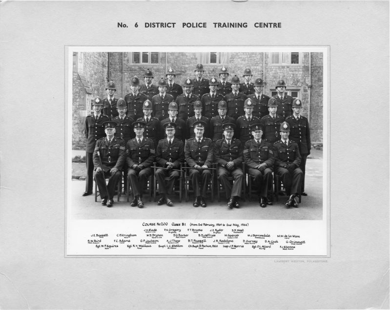 KENT CONSTABULARY, No.6 TRAINING CENTRE
SANDGATE, COURSE 200/CLASS B.1
February - May 1964.
Photographer: Lambert Weston, Folkestone.
