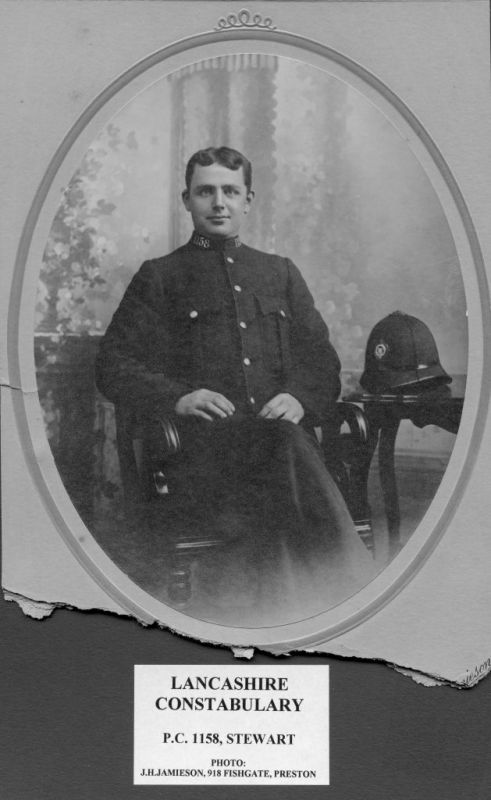 LANCASHIRE CONSTABULARY, PC 1158, STEWART
Photo by: J.H.Jamieson, 918 Fishgate, Preston.
