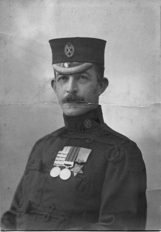 READING BOROUGH POLICE, CHIEF CONSTABLE JOHN N S HENDERSON
Was in the Gordon Highlanders, and served as chief from 1897 to 1923.
Is wearing:
Egypt Medal, with bars for Tel El Kabir, El Tab, Tamaai, Nile.
India Medal, relief of Chiter.
Khedive Star.
