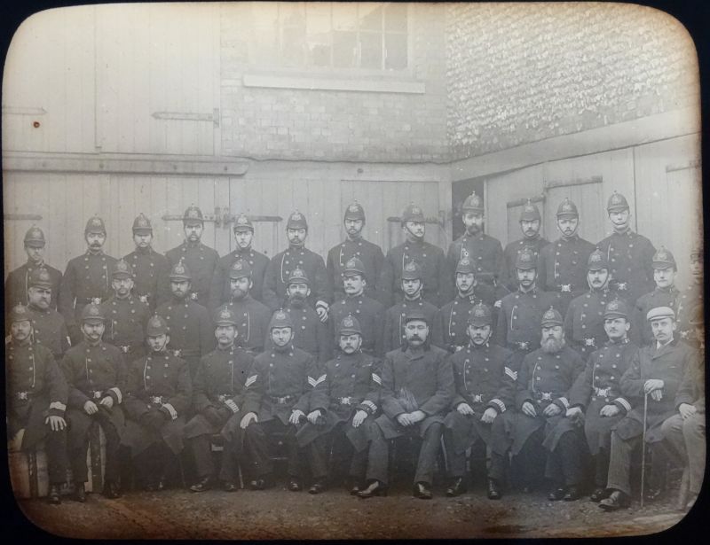 RAMSGATE BOROUGH POLICE
Picture taken from a glass magic lantern slide. Man in Kepi is Chief Constable Roderick Ross
