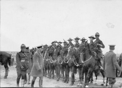 ROYAL NORTH WEST MOUNTED POLICE, INSPECTION
THIS PHOTO IS PRE 1914 AS THEY ARE CARRYING THE WINCHESTER MODEL 1876 CARBINE, WHICH WAS WITHDRAWN IN 1914.
UNFORTUNATELY THIS IS A CUT DOWN P/C.
Keywords: Canada RCMP arms