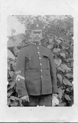 WEST RIDING CONSTABULARY, PC 1037
I believe they are service stripes he is wearing, and has a 'Merit' badge above them
