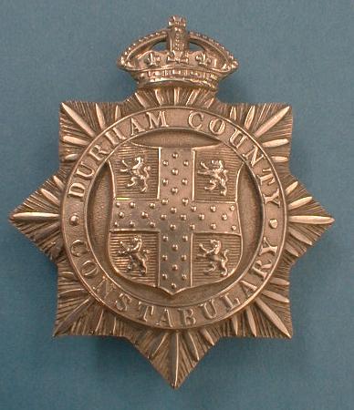 Durham County Constabulary KC cap badge
KC officers cap badge made of white metal and used between 1902 and 1935.
Keywords: Durham County Constabulary