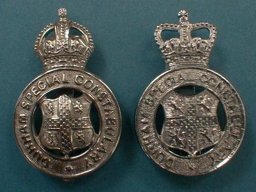 Durham (Special Constabulary) cap badges
KC Durham Special Constabulary (Durham County Constabulary) cap badge worn between 1947 - 1953.  QC Durham Special Constabulary (Durham Constabulary) worn from 1953 to present time.
Keywords: Durham Special Constabulary