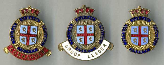 Durham County Constabulary Special Constable lapel badges
These are the three lapel badges worn by Durham County Constabulary special constables, the one on the right was worn by constables, sergeants and Inspectors, the other two are self explanatory.
Keywords:  Lapel special constables