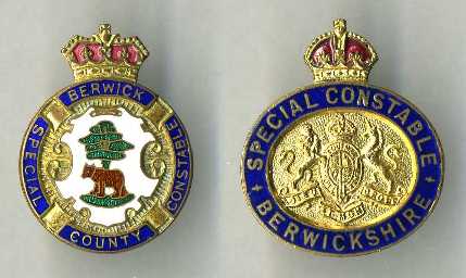 Special Constable lapel badges of Berwick and Berwikshire
Two button fitment lapel badges issued to the above forces
Keywords:  Lapel special constables