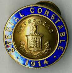 Gateshead Borough Police Special Constable lapel badge
Lapel badge issued by the above force, button fitment on rear.  They issued a further lapel badge which had a red enamel outer rim with the words Lieutenant.
Keywords: Lapel special constables