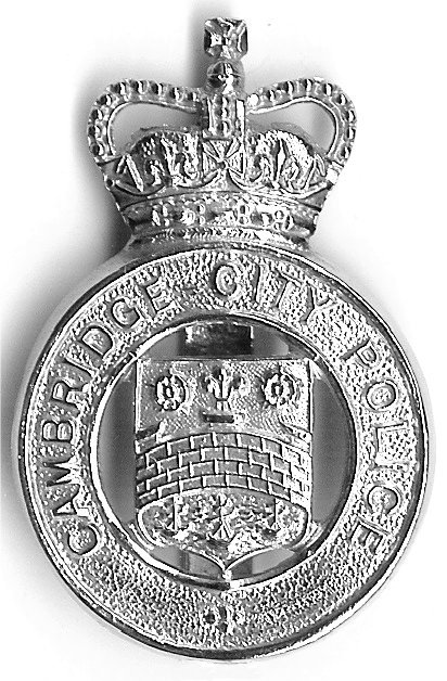 Cambridge City Police Cap Badge QC
Voided Chrome Badge on slider worn by Constables and Sergeants 
Keywords: Cambridge City Police Cap Badge QC Senior Officers