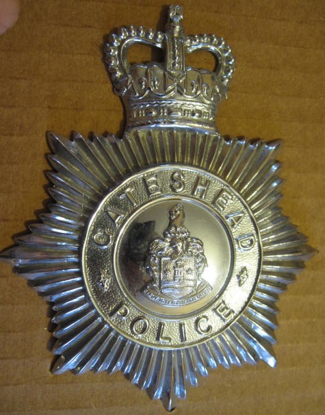 Helmet Plate QC
Chrome Plated Gateshead Borough Police Helmet Plate worn until 1 October 1968 when the force became part of Durham County Constabulary
Keywords: Gateshead Helmet Plate QC