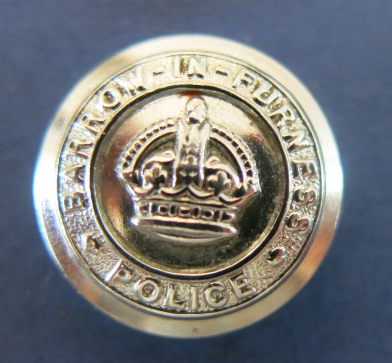 Pocket Cuff and Epaulette Button 
Small Chrome plated standard Home Office style button with a Kings Crown worn from mid to late 1930's. Measures 17.5mm.
Keywords: Cuff Button Chrome King Crown Barrow Furness