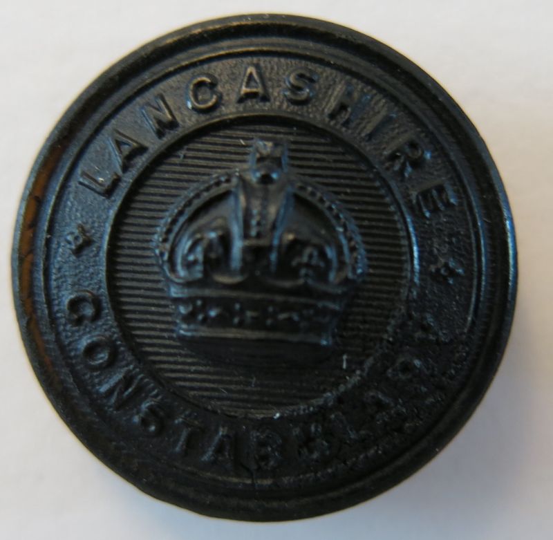 Lancashire Constabulary Black Tunic Button KC 24mm
Worn in the period from the late 1930's through to when the buttons changed to a St Edwards Crown in the early 1950's with ascension of Queen Elizabeth II.
Keywords: Lancashire Constabulary Black Tunic Button KC 