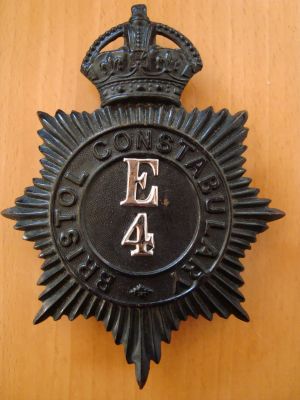 Bristol Constabulary helmet plate
Bristol Constabulary E Division KC pre-1953 night helmet plate
Keywords: Bristol