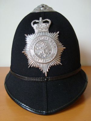 Somerset & Bath Constabulary helmet
Somerset and Bath Constabulary helmet with chrome queens crown helmet plate
Keywords: Somerset Bath helmet